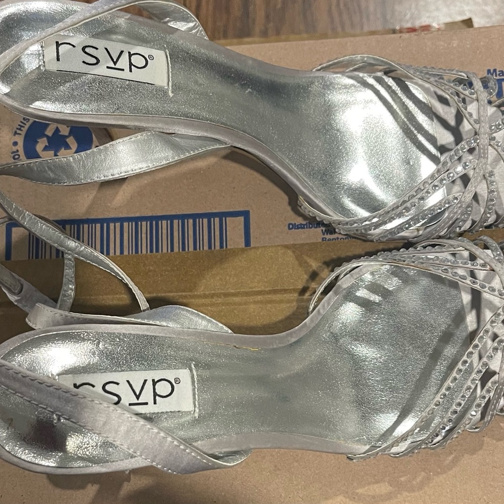 RSVP, Silver, Wedding Heels, 9.5 Size, Ankle Strap